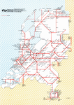 857349 Gestileerde kaart van het lijnennet van de Nederlandse Spoorwegen